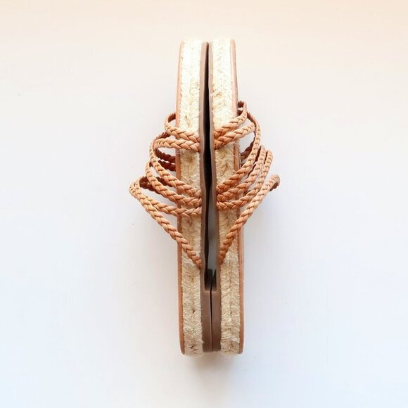 NEW Madewell Kathryn Tan Leather Braided Strappy Espadrille Sandals / Slides - Picture 11 of 16